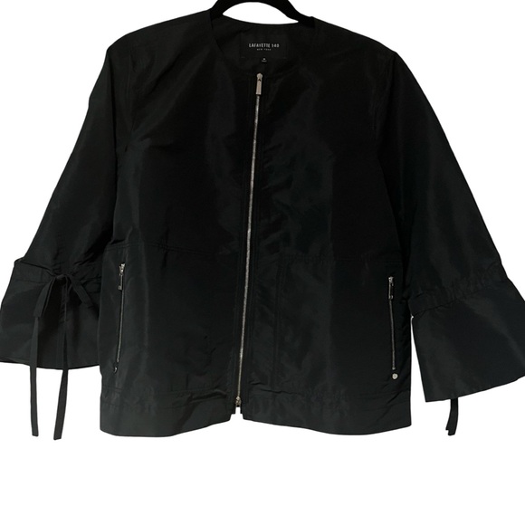 Lafayette 148 New York Johnsie Empirical Zip Up Jacket Black, Women’s Size M - Picture 1 of 13